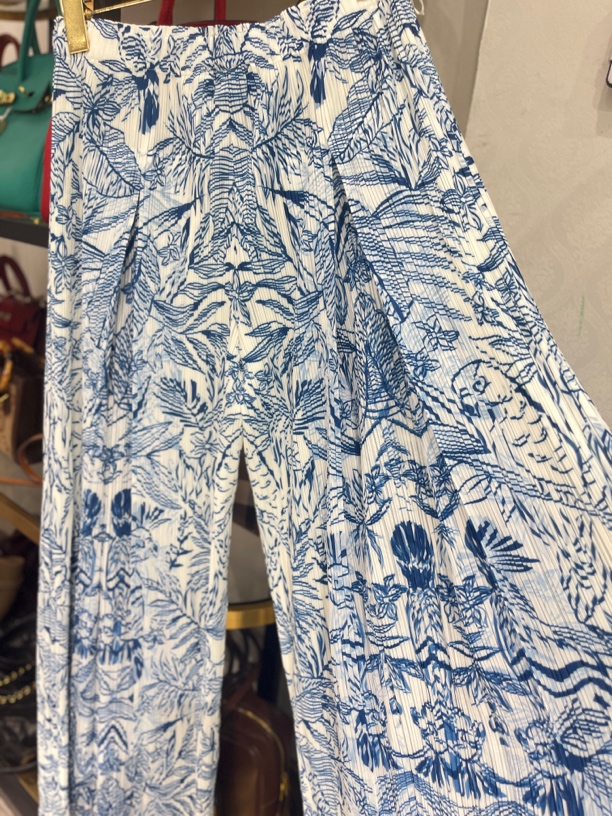 红姐严选民族风印花褶皱阔腿裤31738