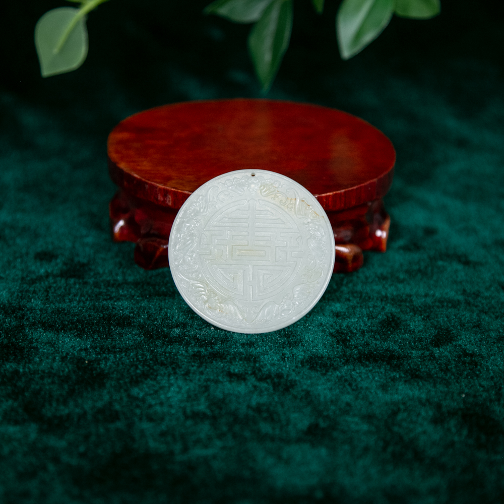 和田玉双面团寿纹玉佩SJYQ10093