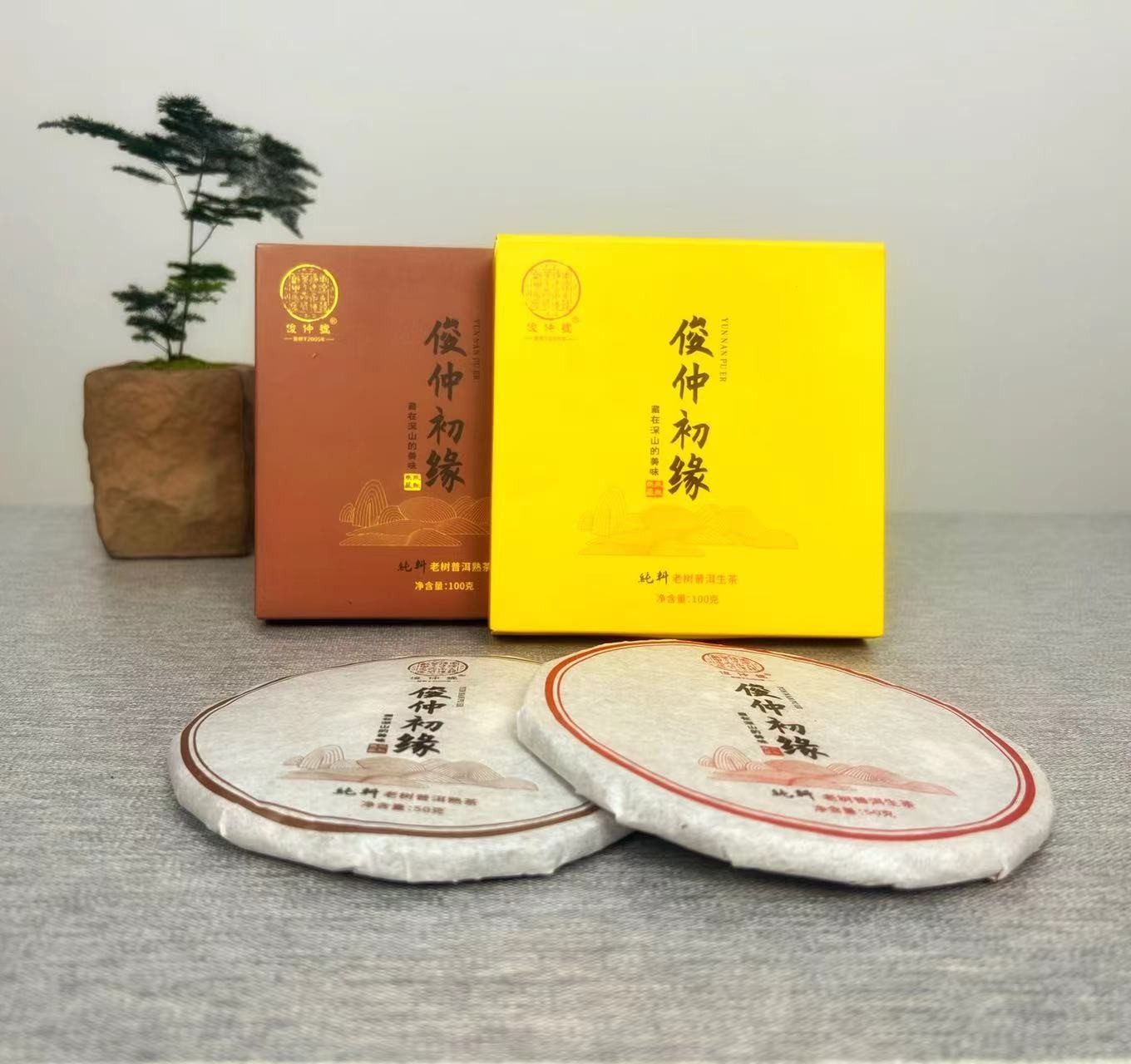 俊仲 初缘 普洱生茶 熟茶 各一盒 