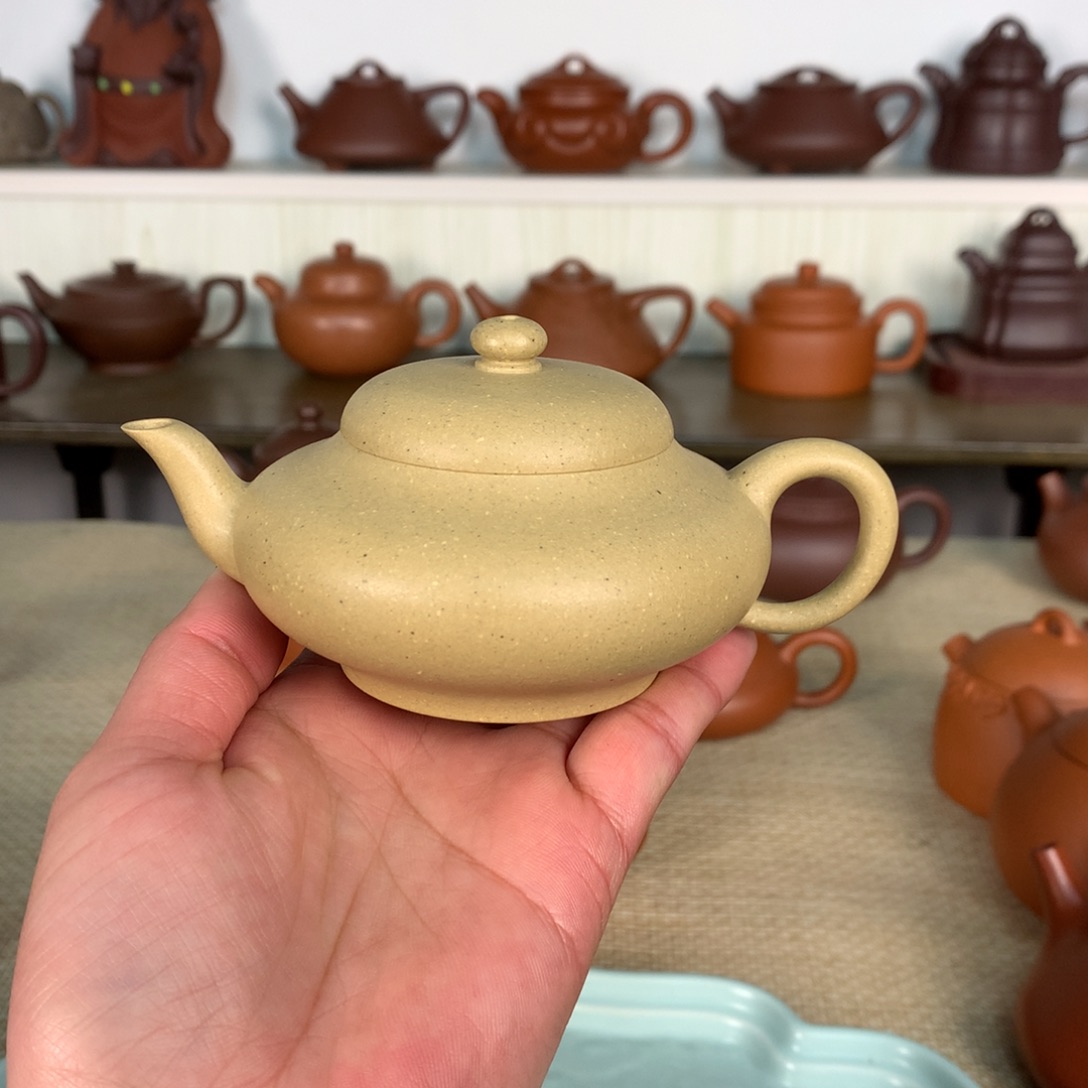 紫砂茶壶本绿虚扁容量120
