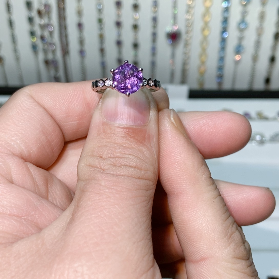 绿水晶戒指银S925镶嵌