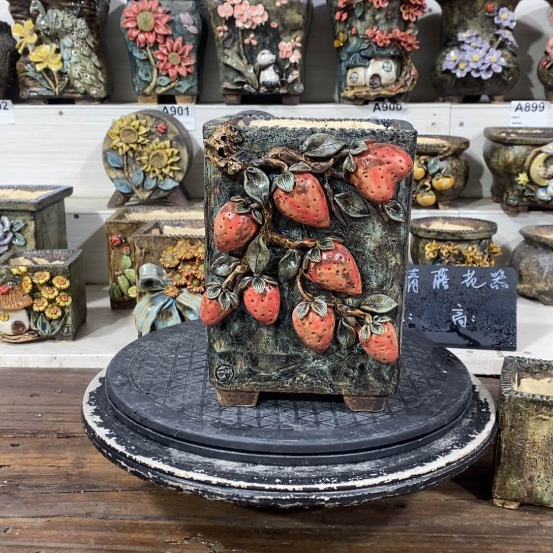 红陶青藤花器多肉花盆