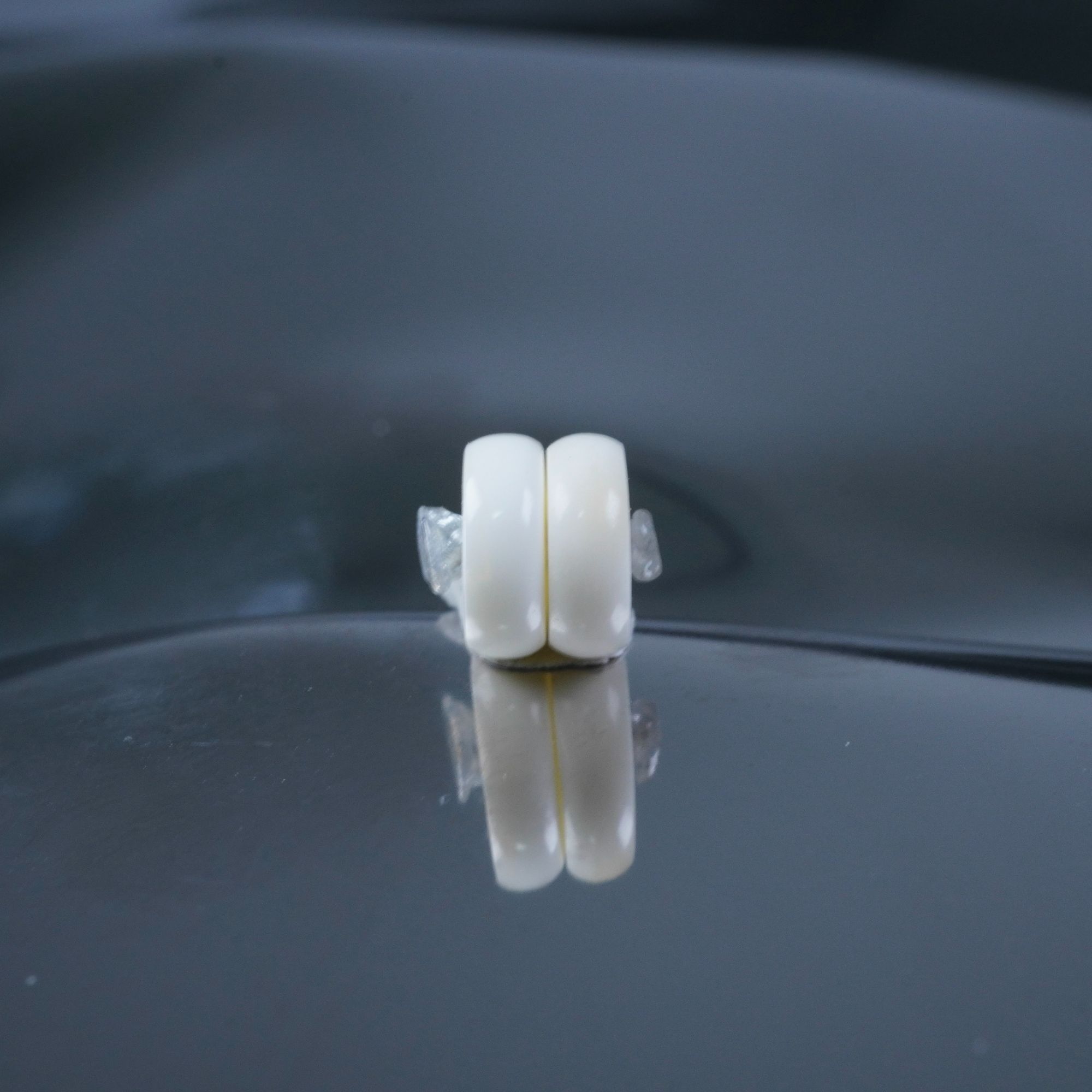 6mm满白蜡一对隔片天然琥珀蜜蜡文玩配饰