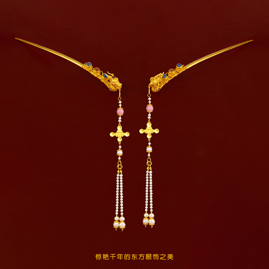 925银银制品 S925银饰江夏堂古风汉服龙凤发簪宫廷风新中式发簪