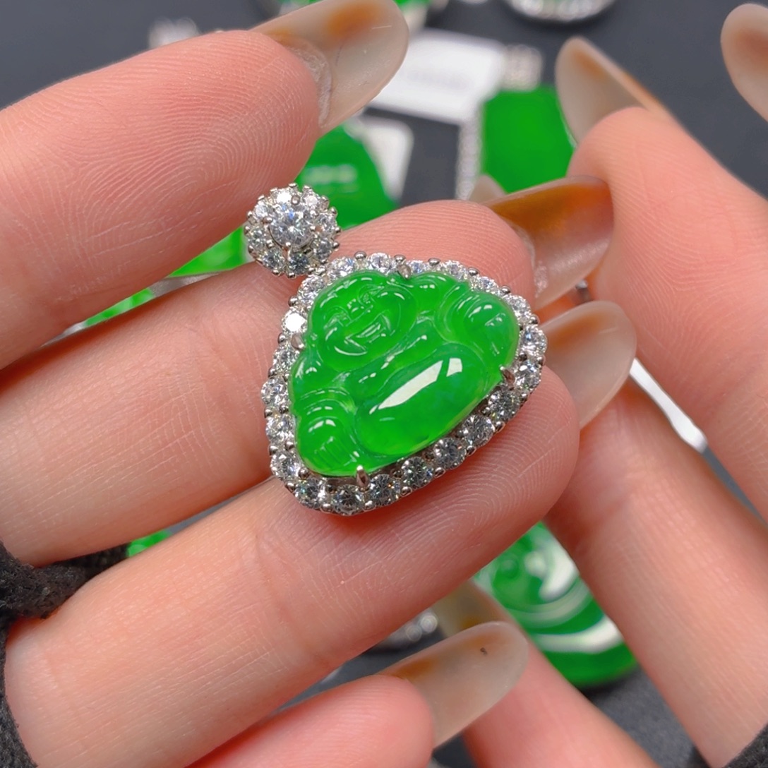 翡翠银S925镶嵌吊坠(不含链)