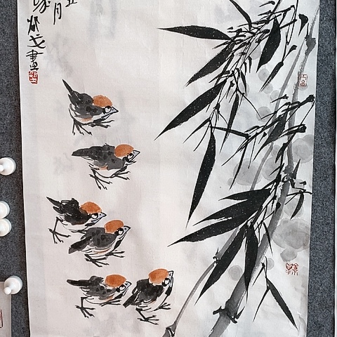 【闪购商品】国画平****s68.45六只小鸟作品欣赏