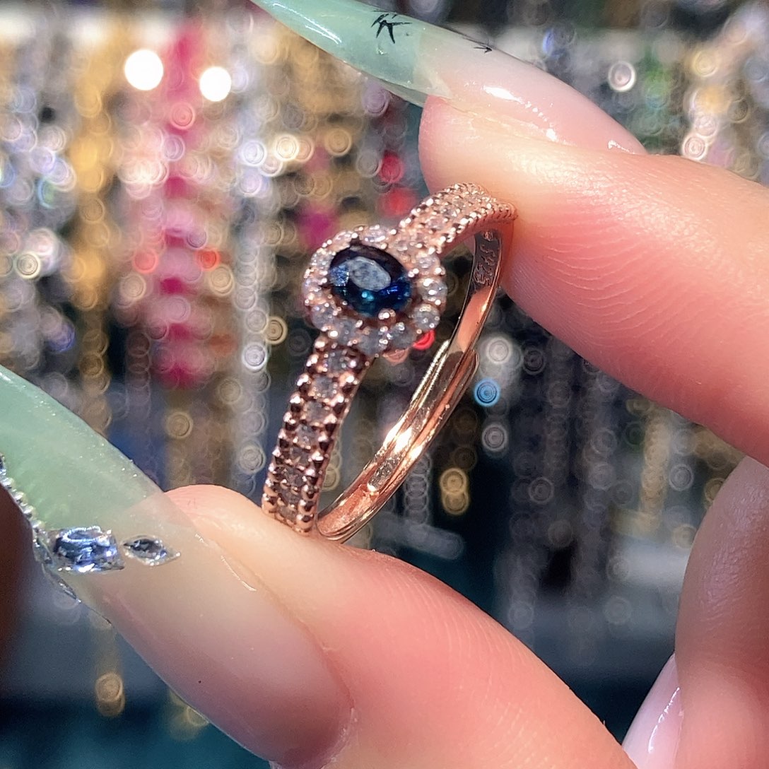 蓝宝石戒指银S925镶嵌