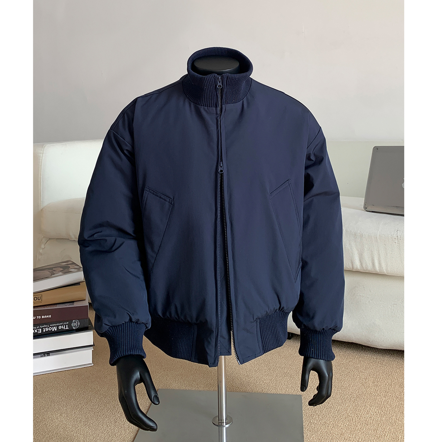 美式cleanfit短款廓形飞行员夹克棉服男冬季保暖加厚立领棉衣外套