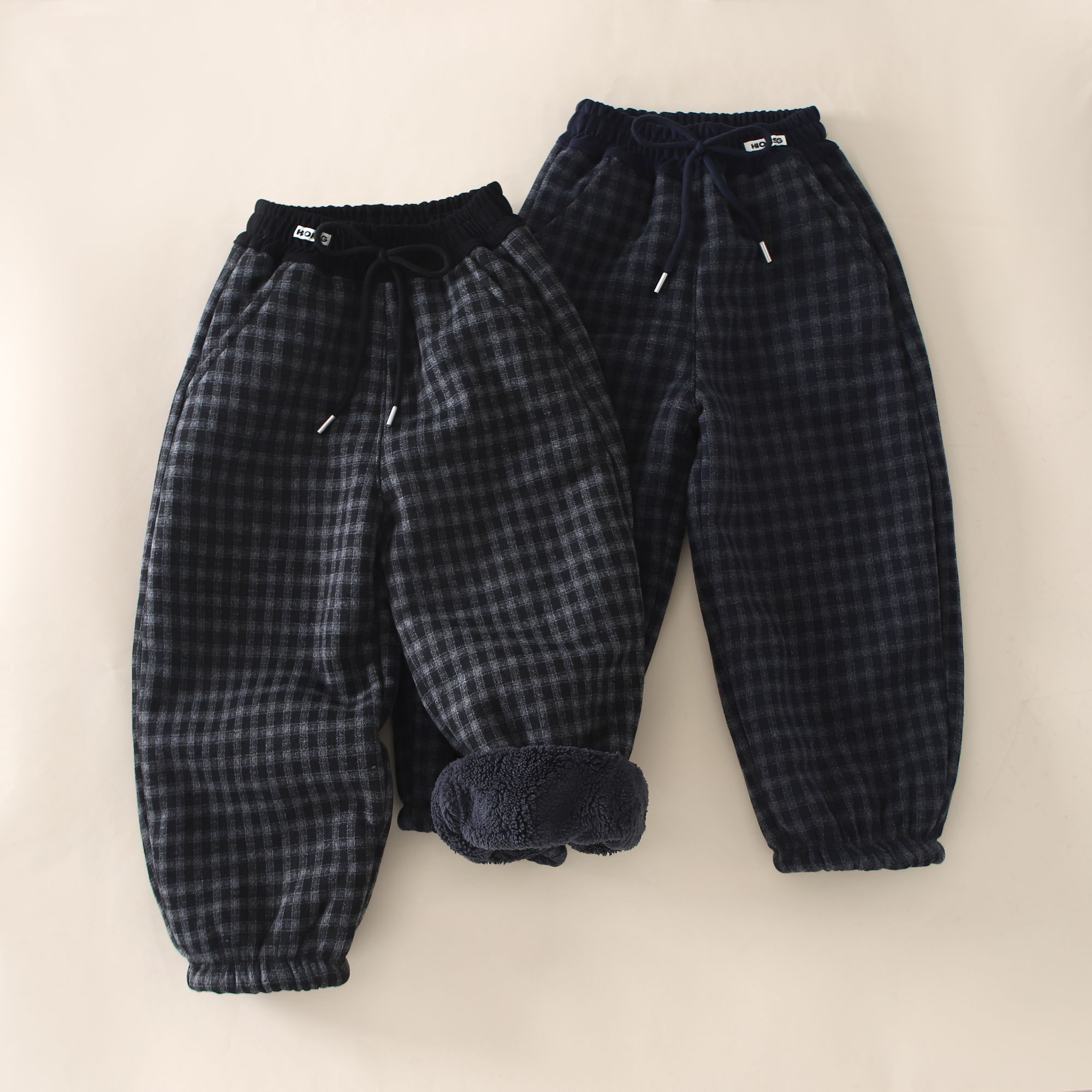 【850克加厚葵花绒】男女童格子运动裤宽松舒适皮筋口-亲萌鱼-8859