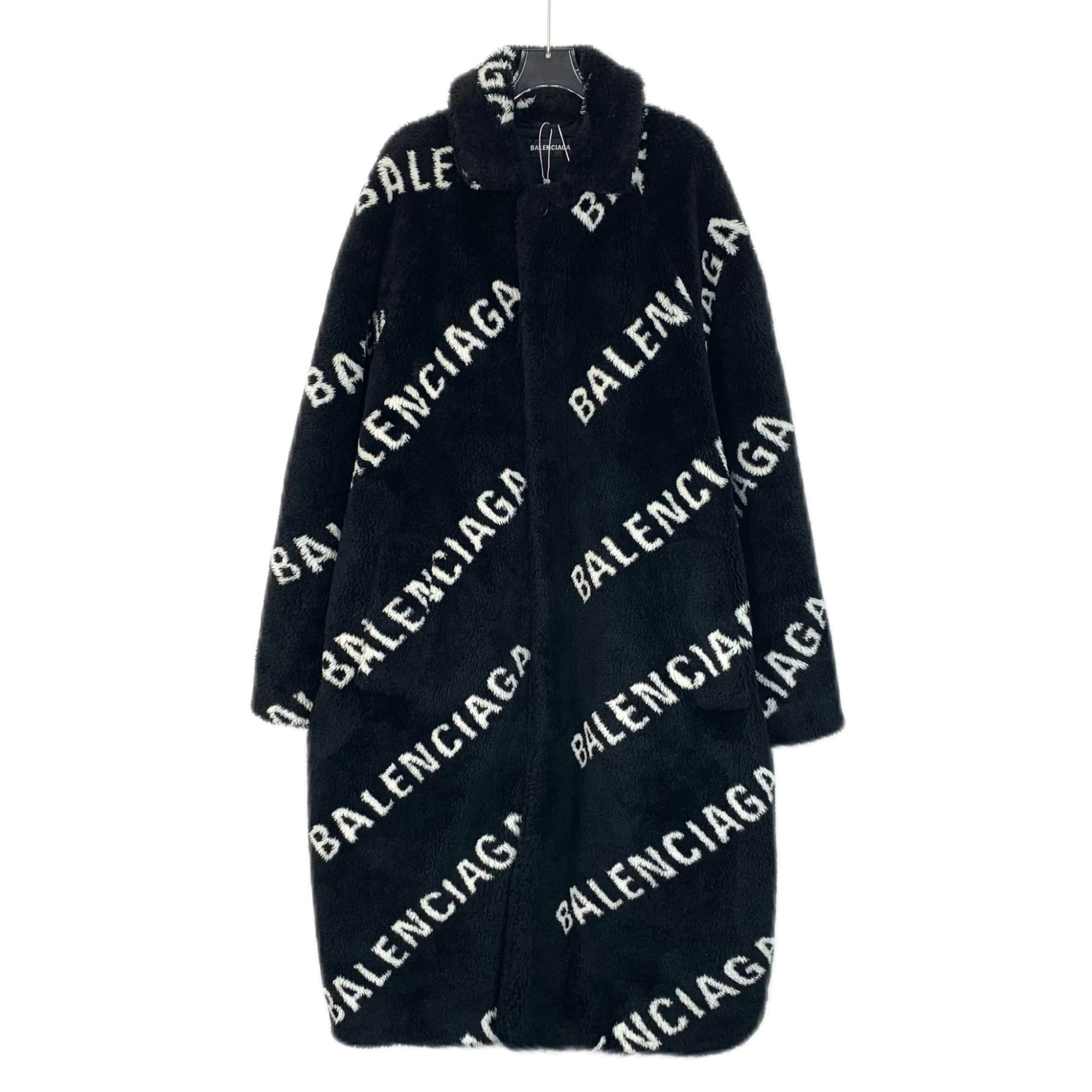 99新 Balenciaga/巴黎世家 H13649 黑色满印大衣外套44 L码带尘袋