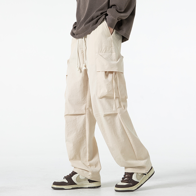 法式秋季春秋长裤izexx春季新款复古休闲夏季美式运动阔腿针织裤