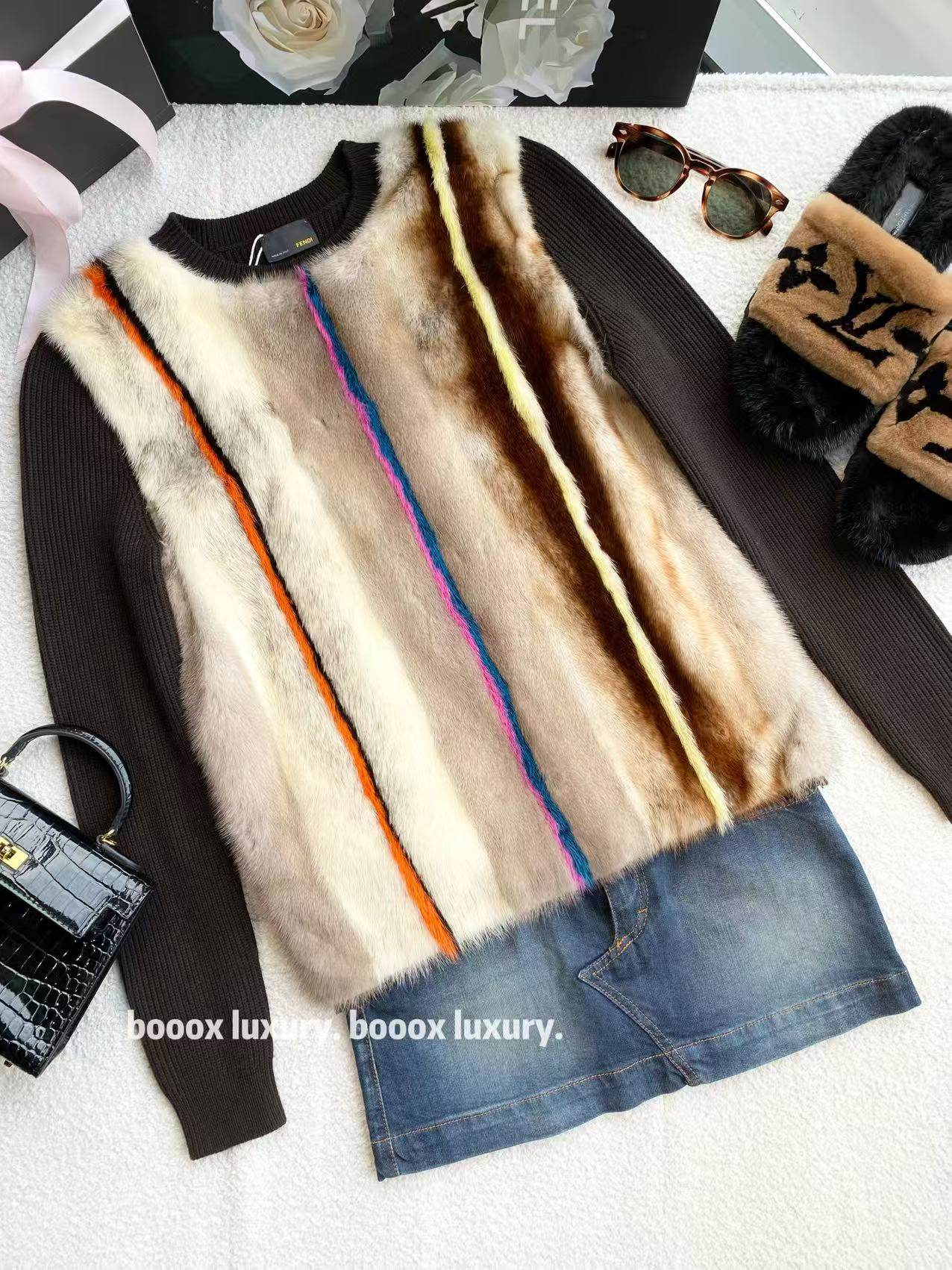 99新 FENDI/芬迪  gd031 羊毛 水貂毛卫衣 40码