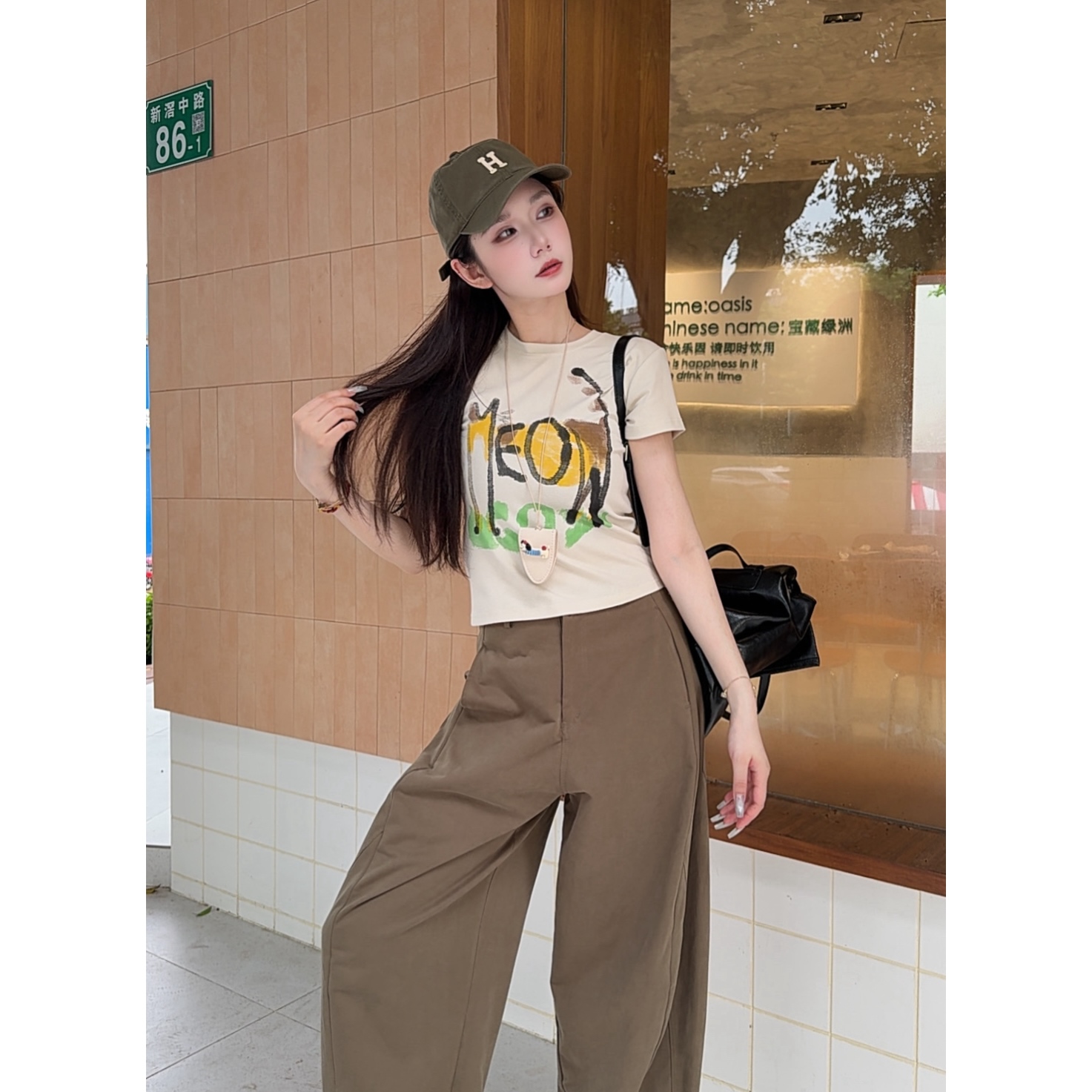 小璇 · 【甜心猫咪】新款T恤夏季小众设计感短袖宽松印花上衣女083