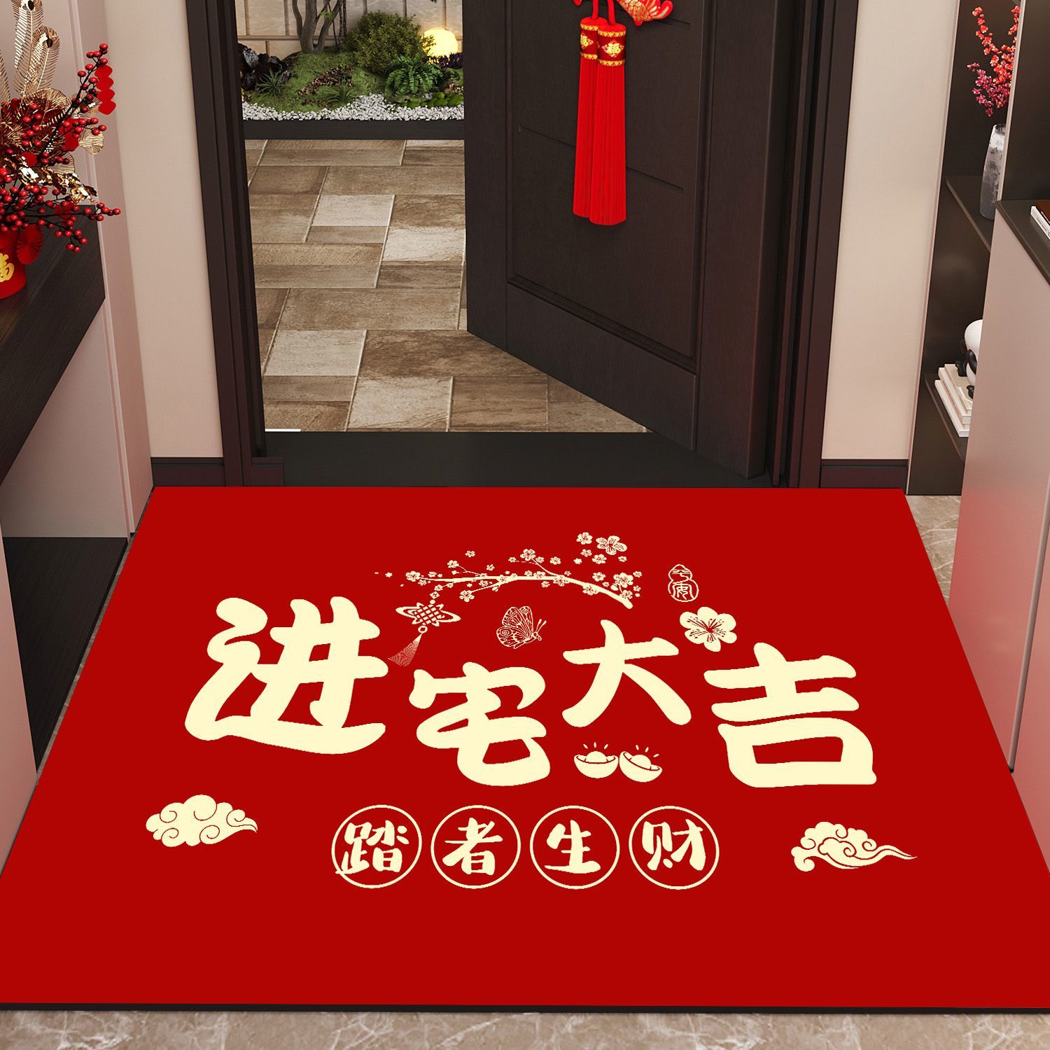 入户门地垫门口门垫进门脚垫红色地毯新年家用大门口除尘喜庆垫yw