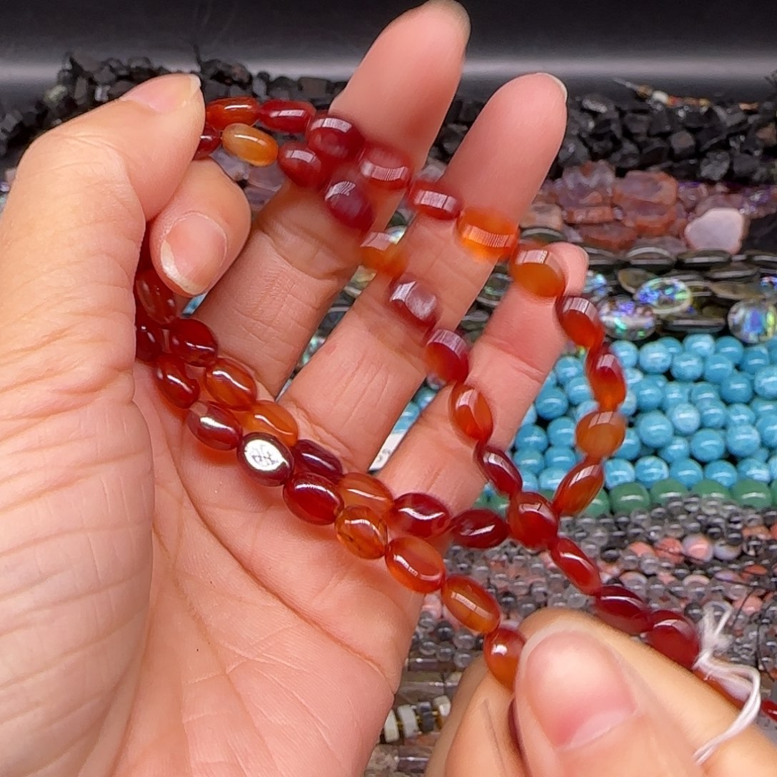 玛瑙/玉髓合金珠宝半成品红玛瑙6mm一条