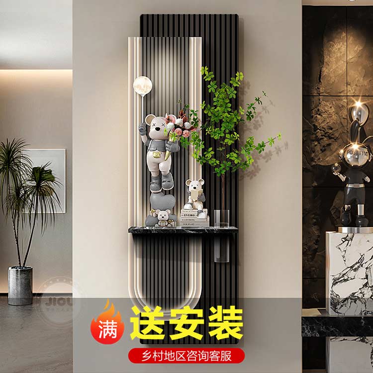 轻奢暴力熊玄关装饰画水培绿植入户走廊过道挂画入户门正对墙壁画