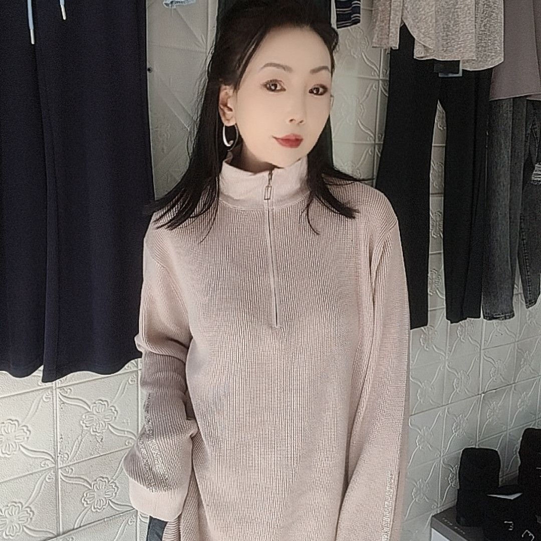 长袖针织女秋季立领厚款毛针织衫洋气针织衫上衣秋冬