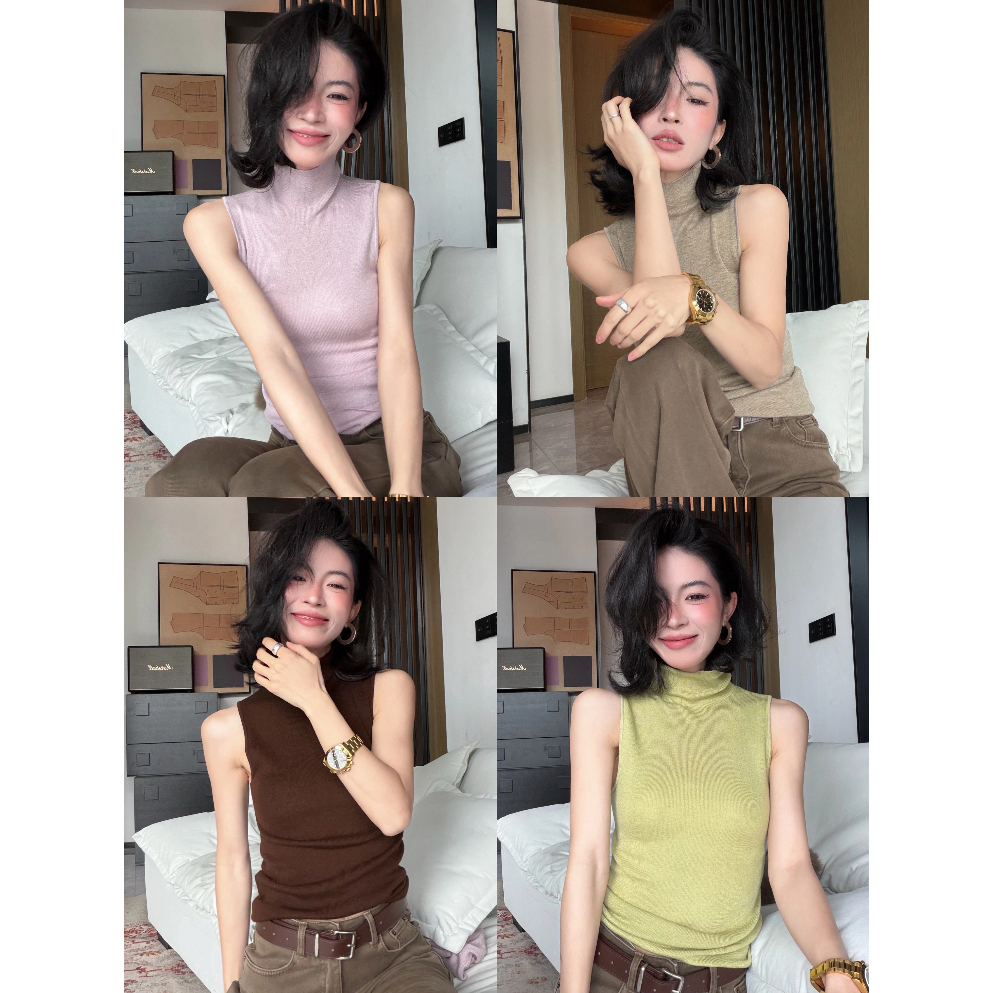 2025 A/W SEP.‘色彩是感性的载体’高领正肩背心针织开衫