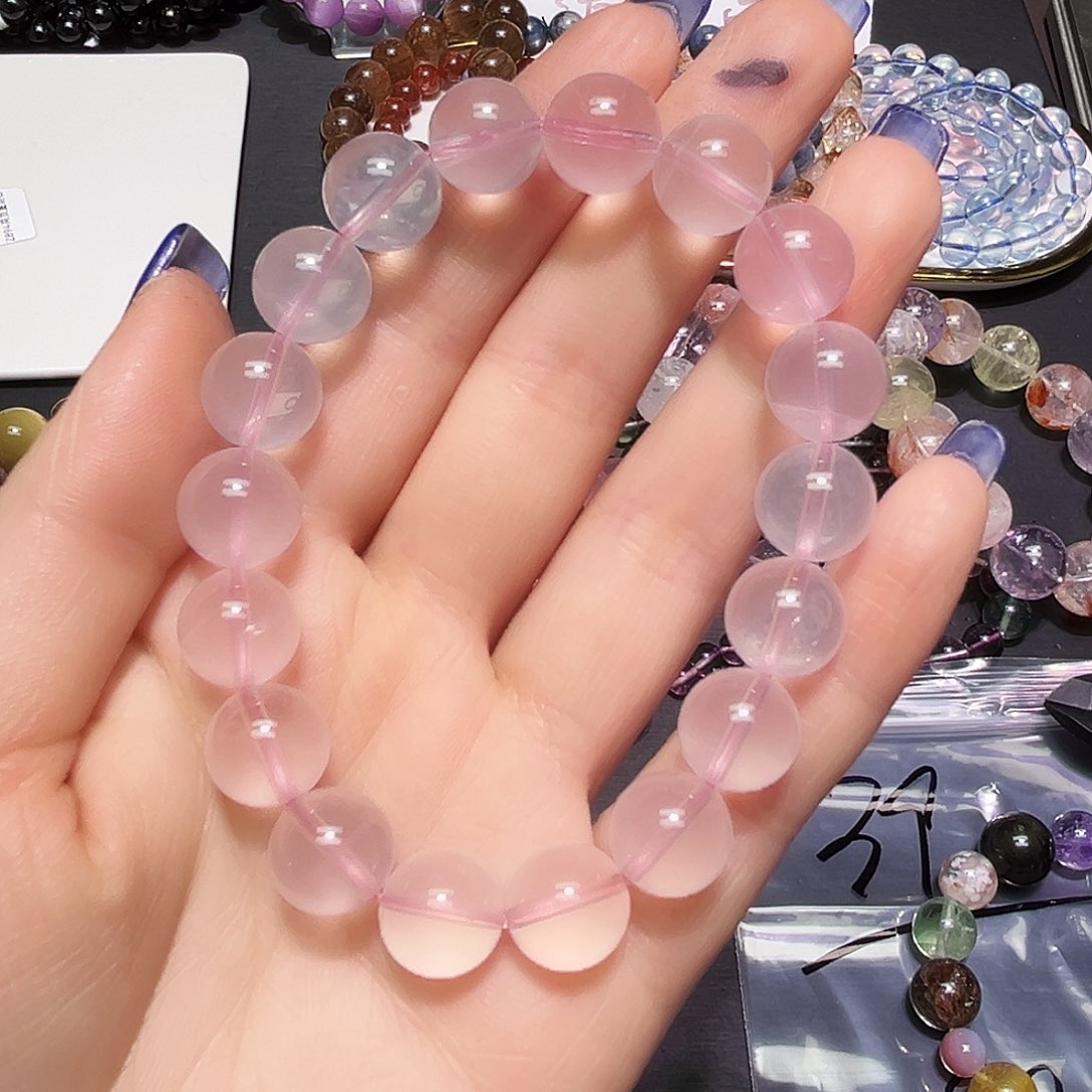 未镶嵌手链水晶粉水晶11毫米42号