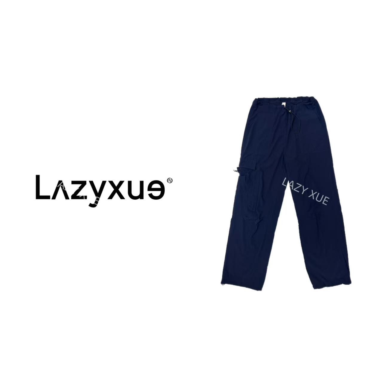 LAZYXUE薛懒懒/“010”高腰直筒时尚松紧百搭抽绳女士伞兵裤 68158