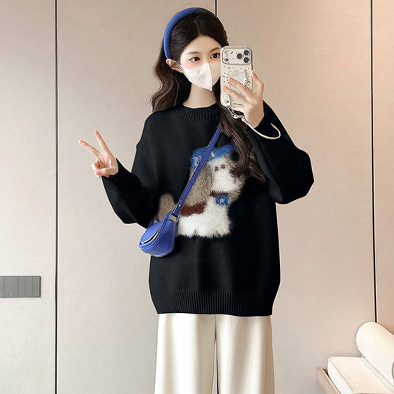 【伊伊】孕妇装上衣2025秋冬装新款针织衫宽松显瘦时尚小狗毛衣