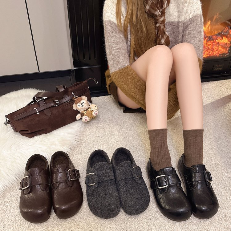 冬季雪地靴勃肯鞋纯色学院风棉鞋复古港风秋冬休闲风9171-17