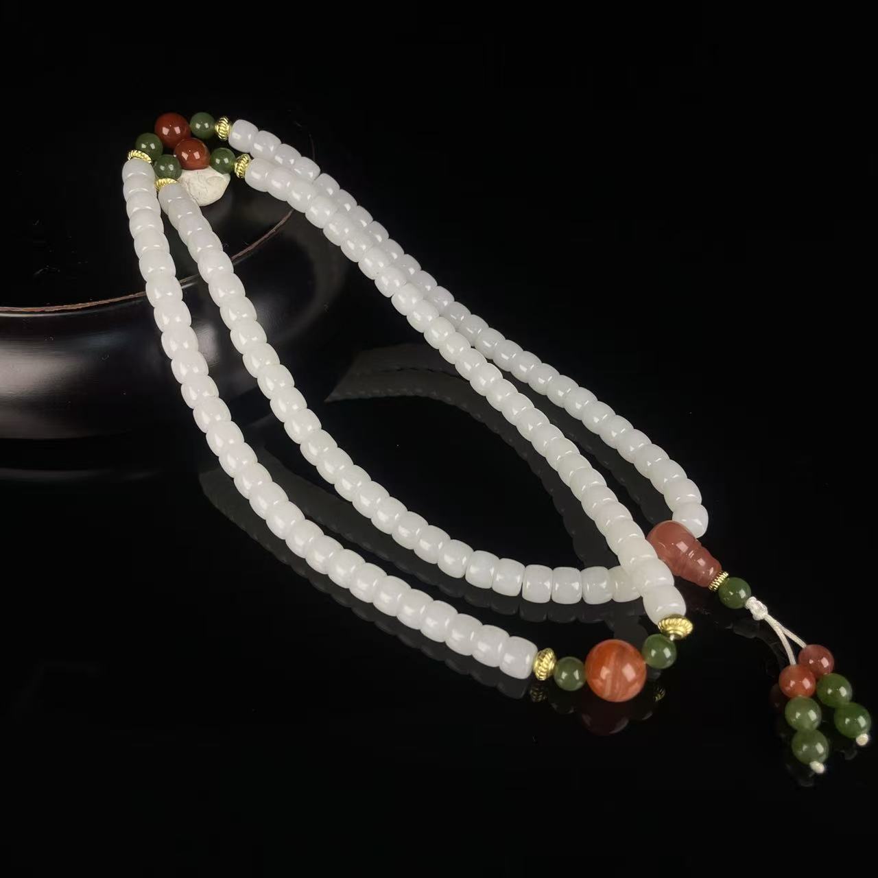 GG581472/民国和田玉珠串/上海西香记