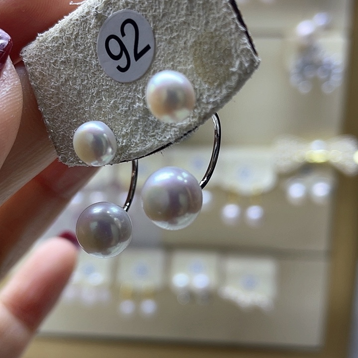 淡水珍珠耳饰银S925镶嵌