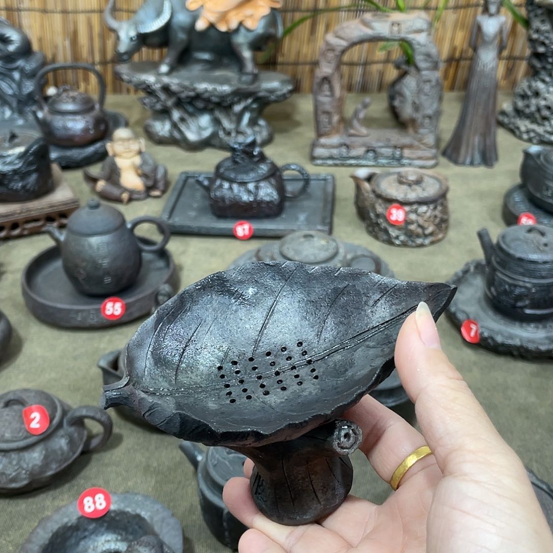 茶漏全手捏柴烧茶器