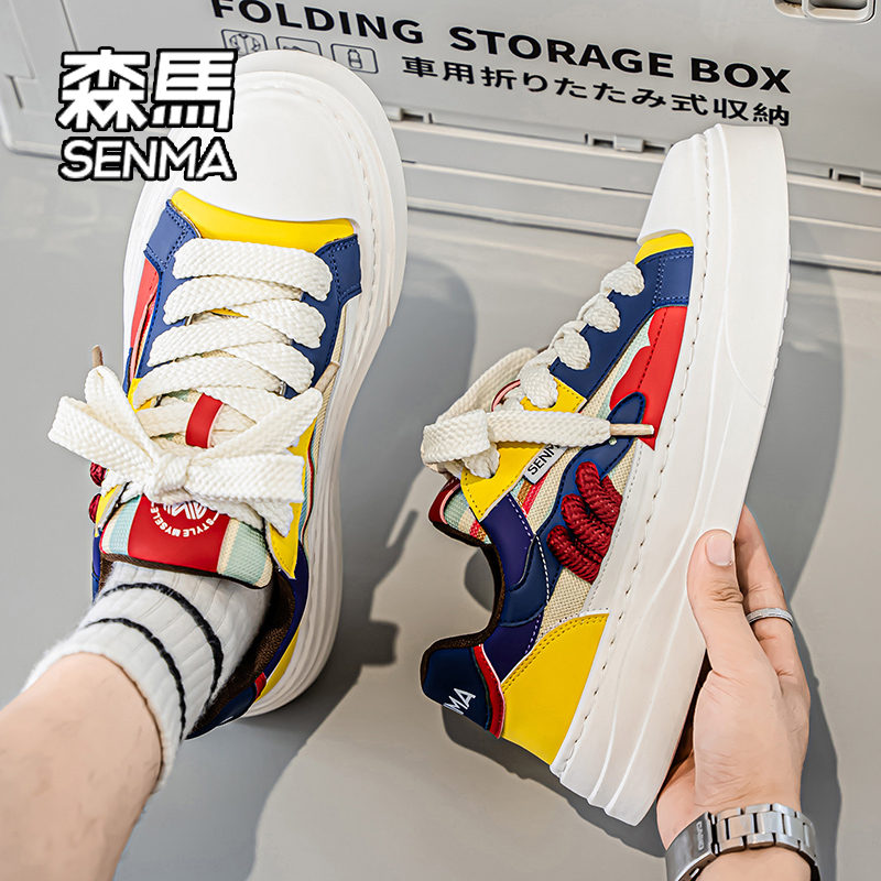 SENMA/森马2025新款夏季男鞋运动休闲拼色防滑透气时尚百搭板鞋子