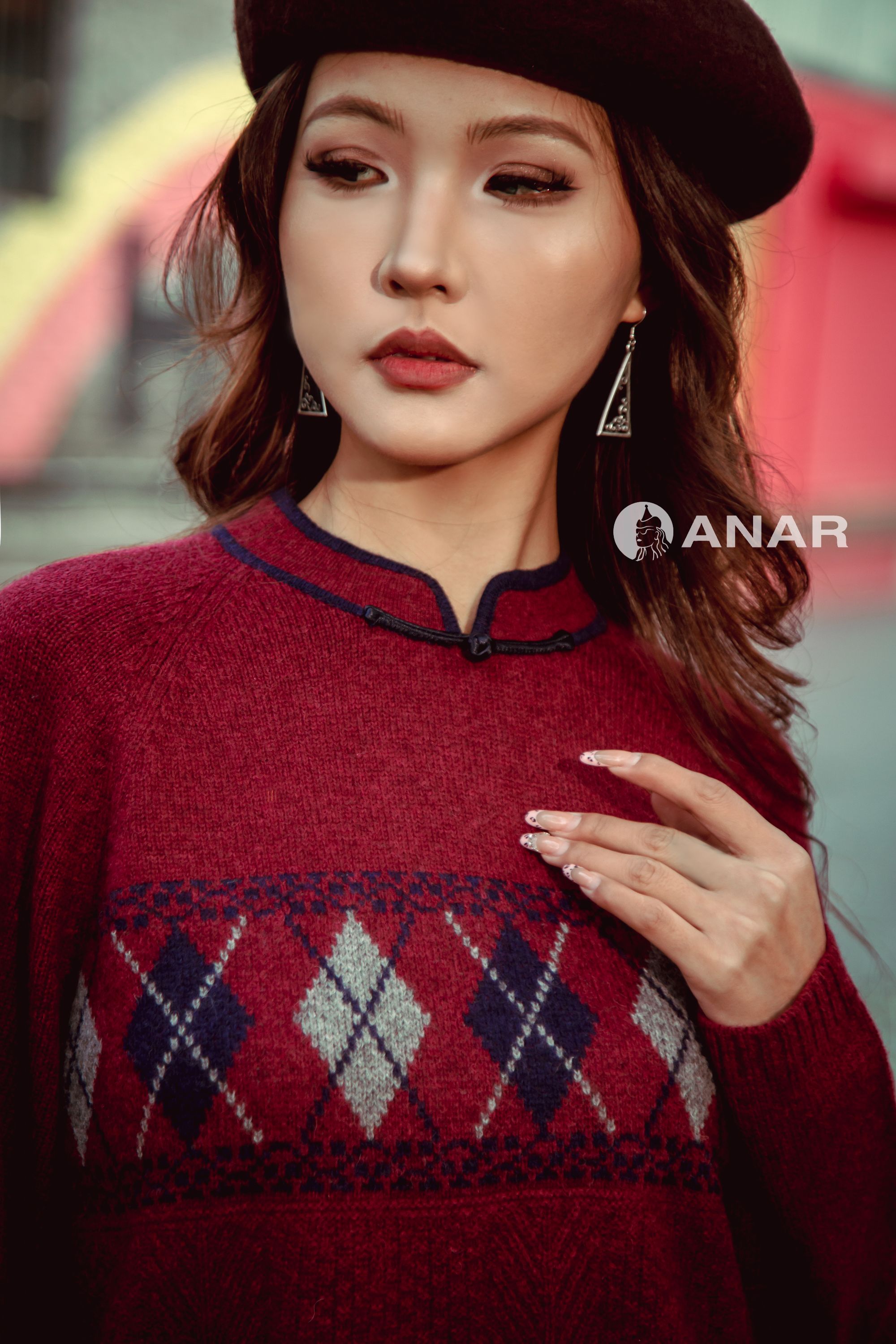 ANAR原创设计冬季百搭宽松条纹套头毛衣