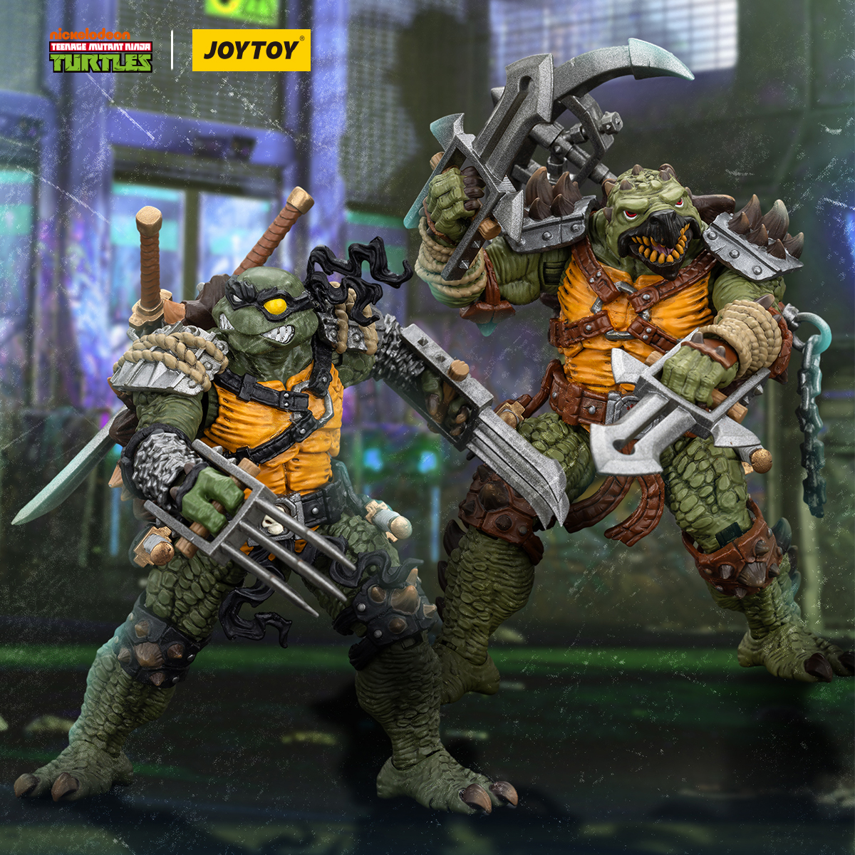 JOYTOY/暗源忍者龟正版联名 猛煞&托卡1：18可动模玩兵人