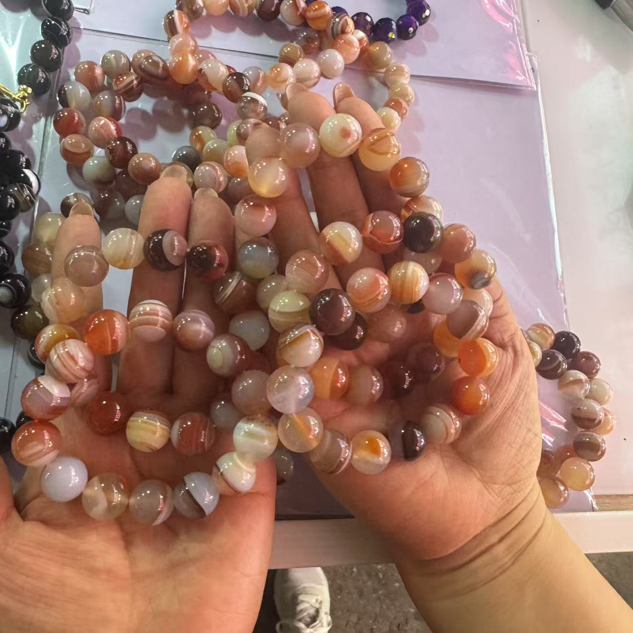 天然盐源玛瑙手串-t006-卡14mm-多样性发一