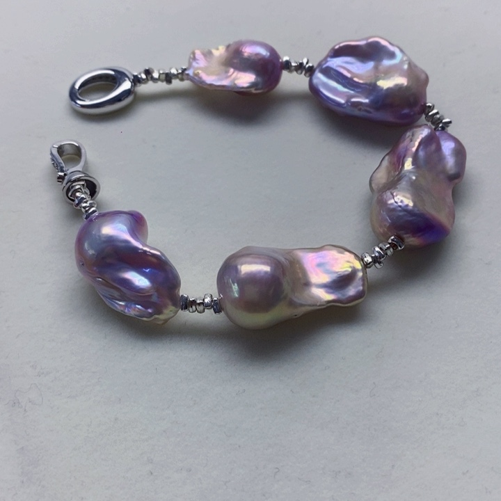 银S925镶嵌手绳淡水珍珠