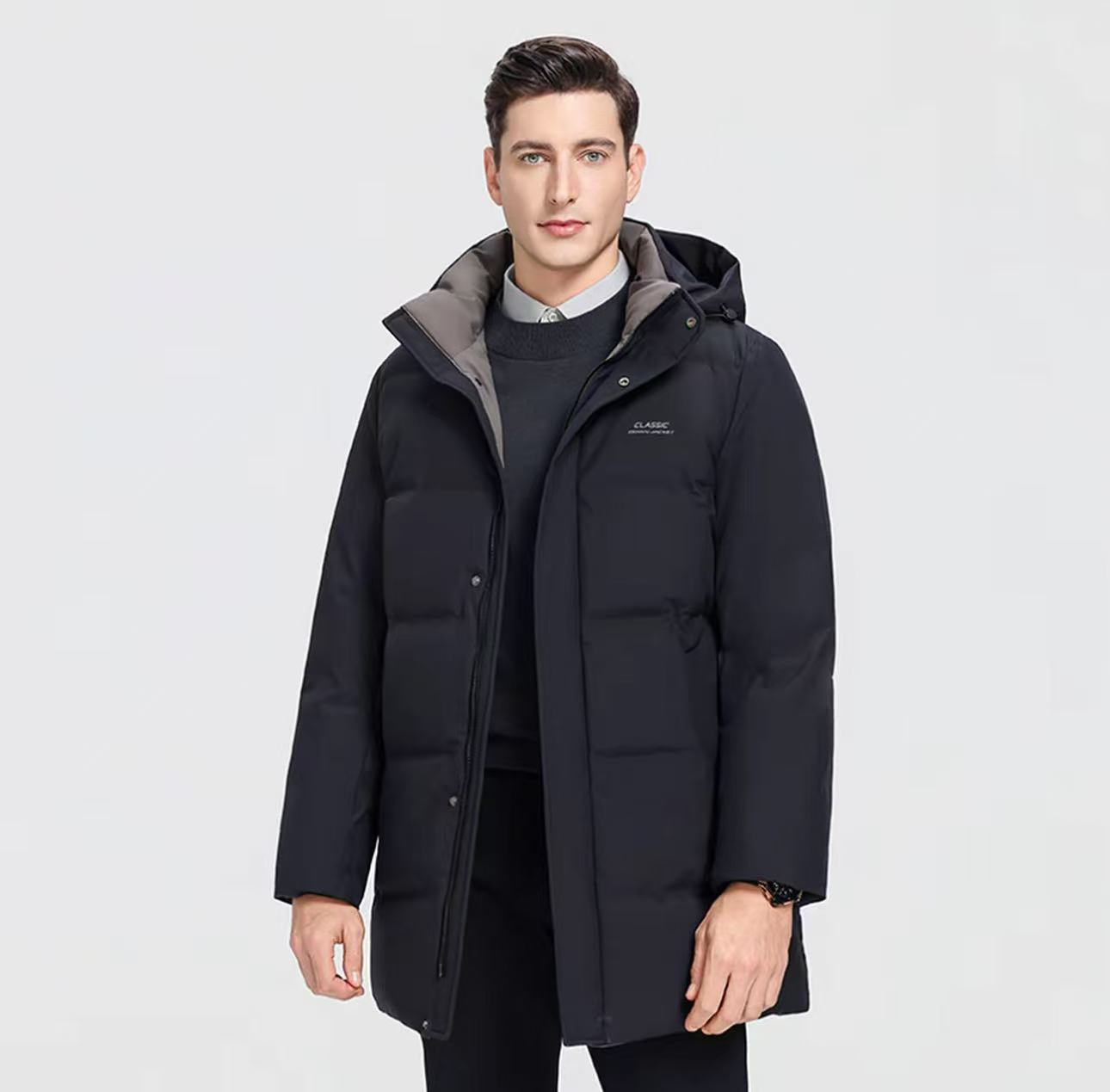 9001款90鹅+石墨烯中长款加厚秋冬休闲外套