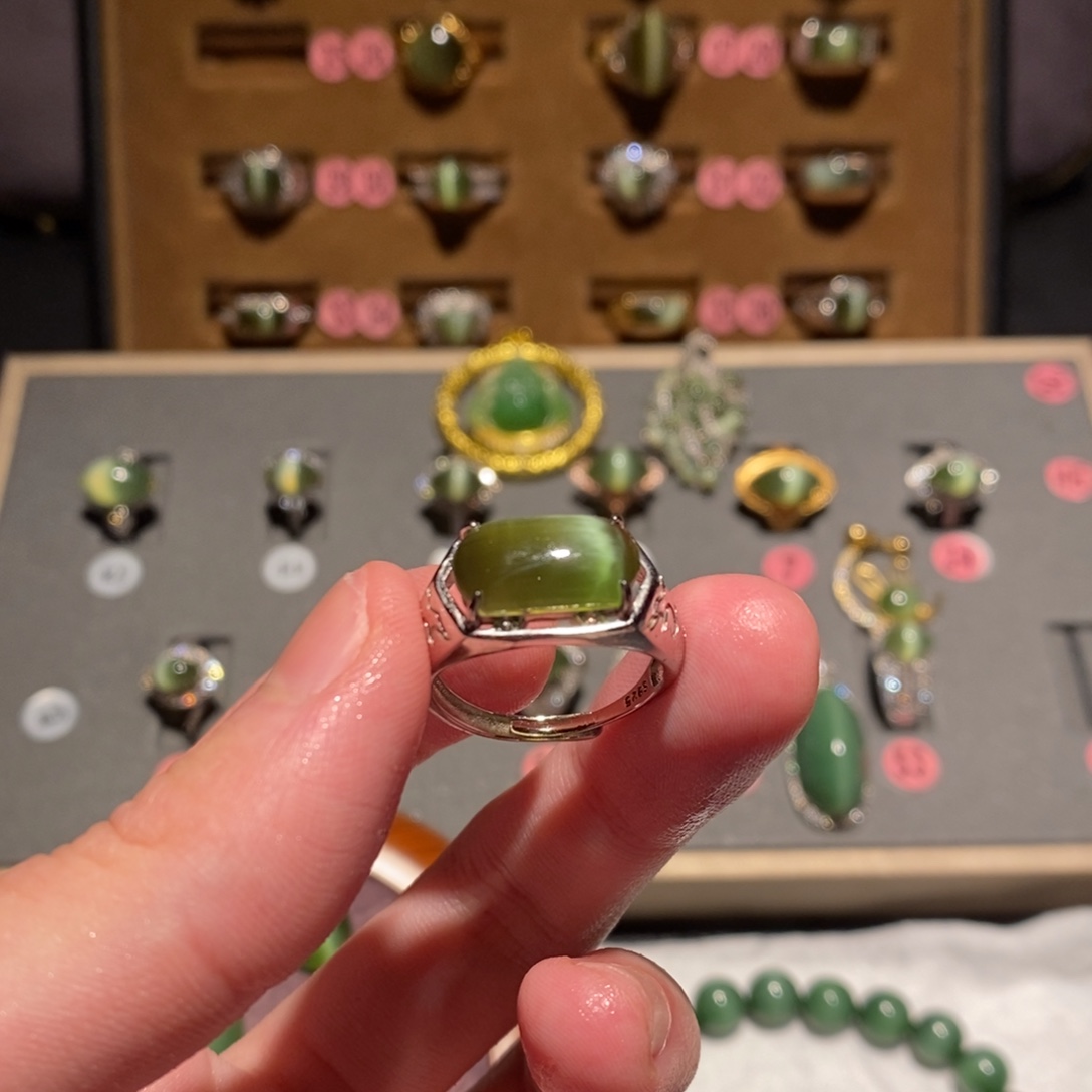 用***2和田玉银S925镶嵌戒指