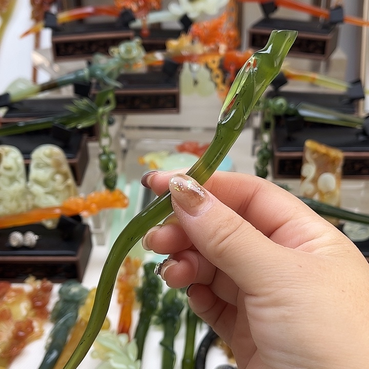 蛇纹石玉岫玉发簪未镶嵌