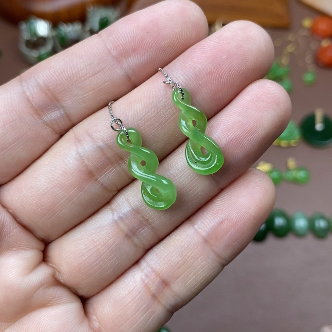 和田玉颈饰银S925镶嵌