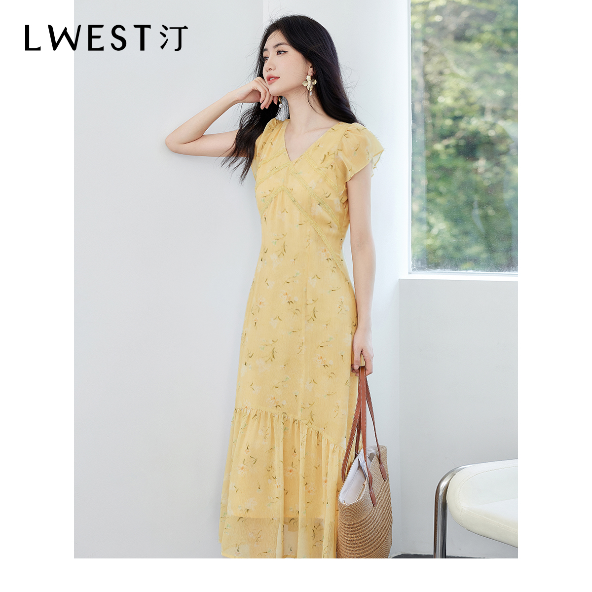 【小北姐专享】朗文斯汀度假风碎花鱼尾连衣裙DTML5204B12721