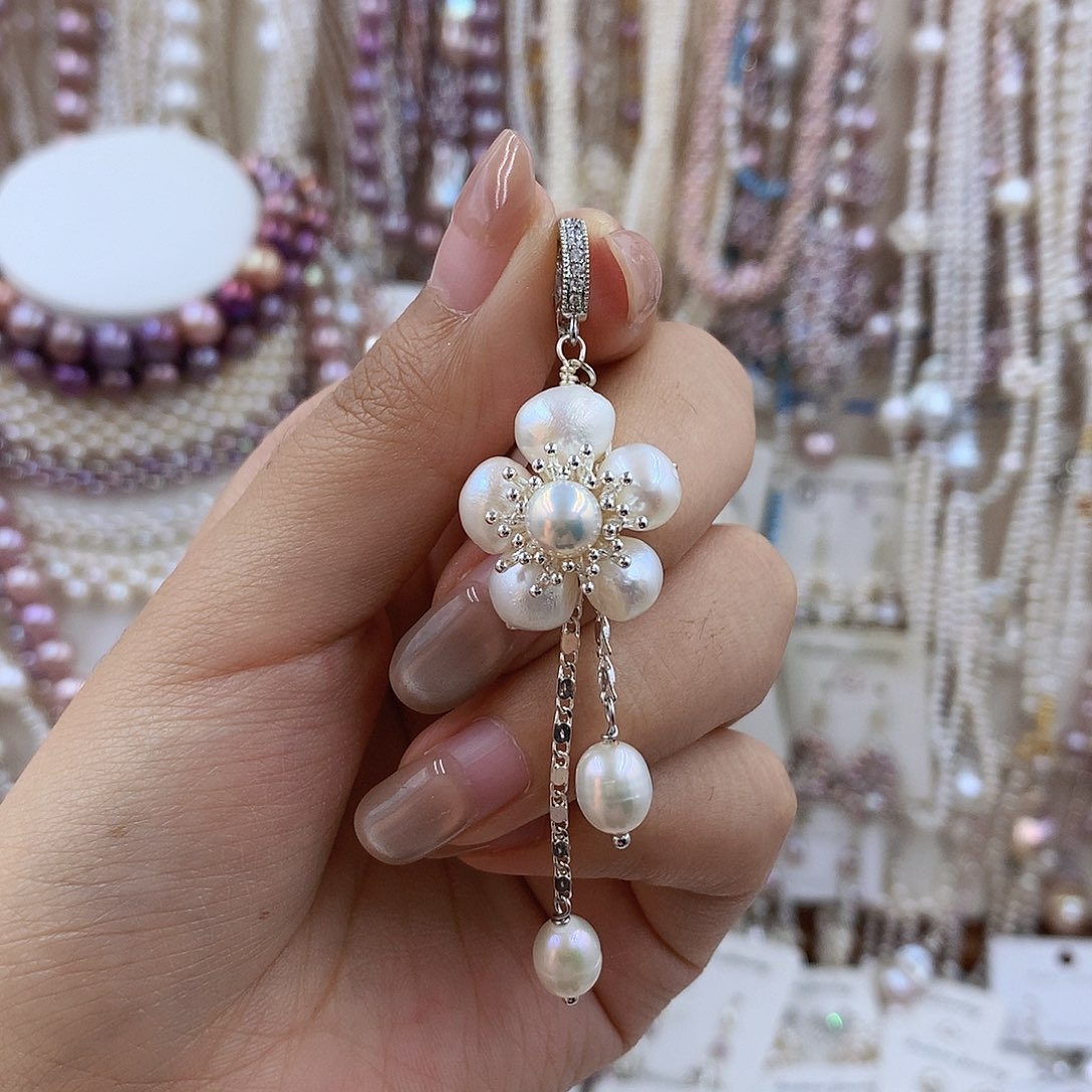 项链银S925镶嵌淡水珍珠