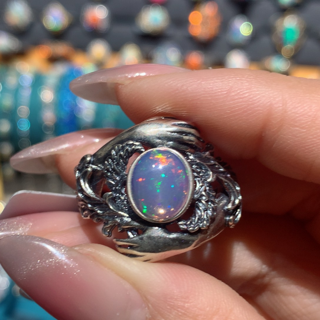 欧泊福利戒指银S925镶嵌