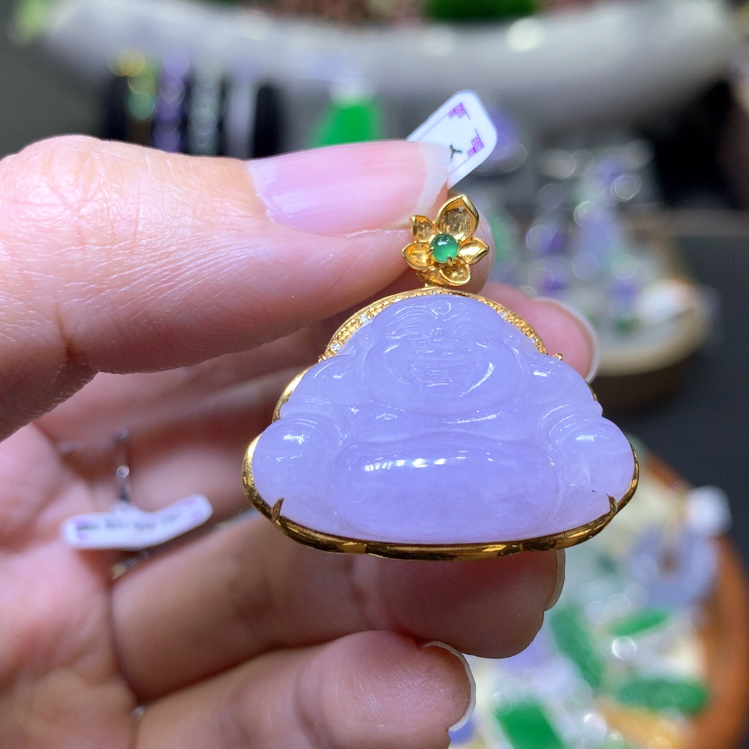 【闪购商品】翡翠颈饰18K金镶嵌翡翠吊坠项链