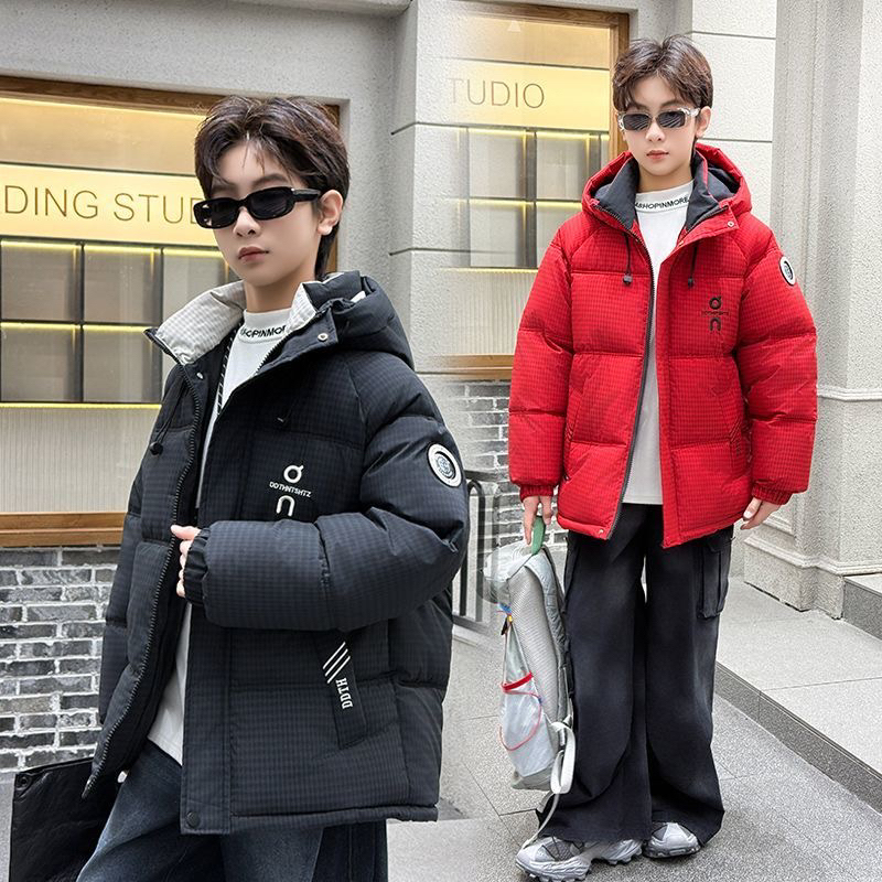 男童冬季棉服2025新款中大童男童帅气加厚手塞棉衣冬装潮流外套