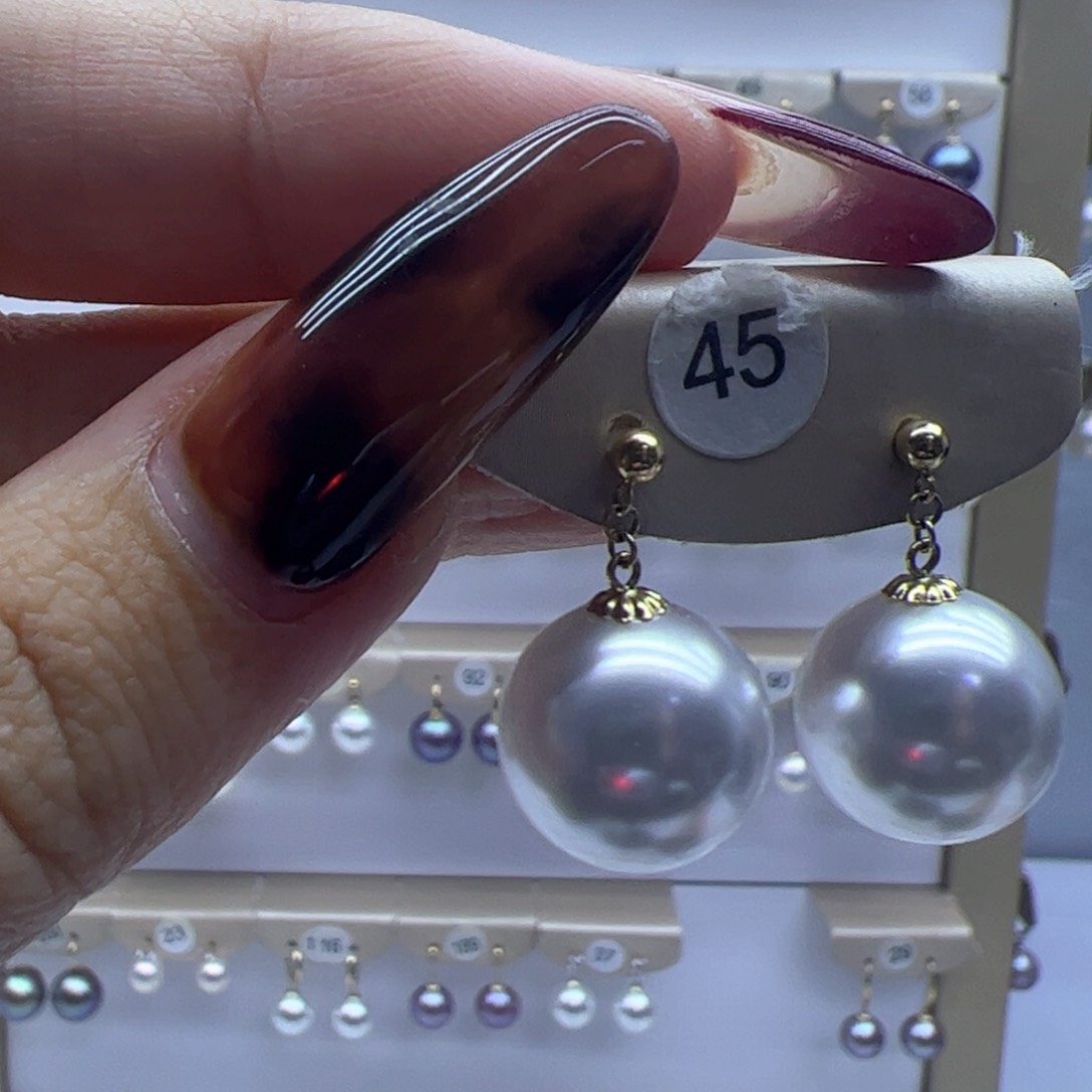 淡水珍珠耳饰18K金镶嵌