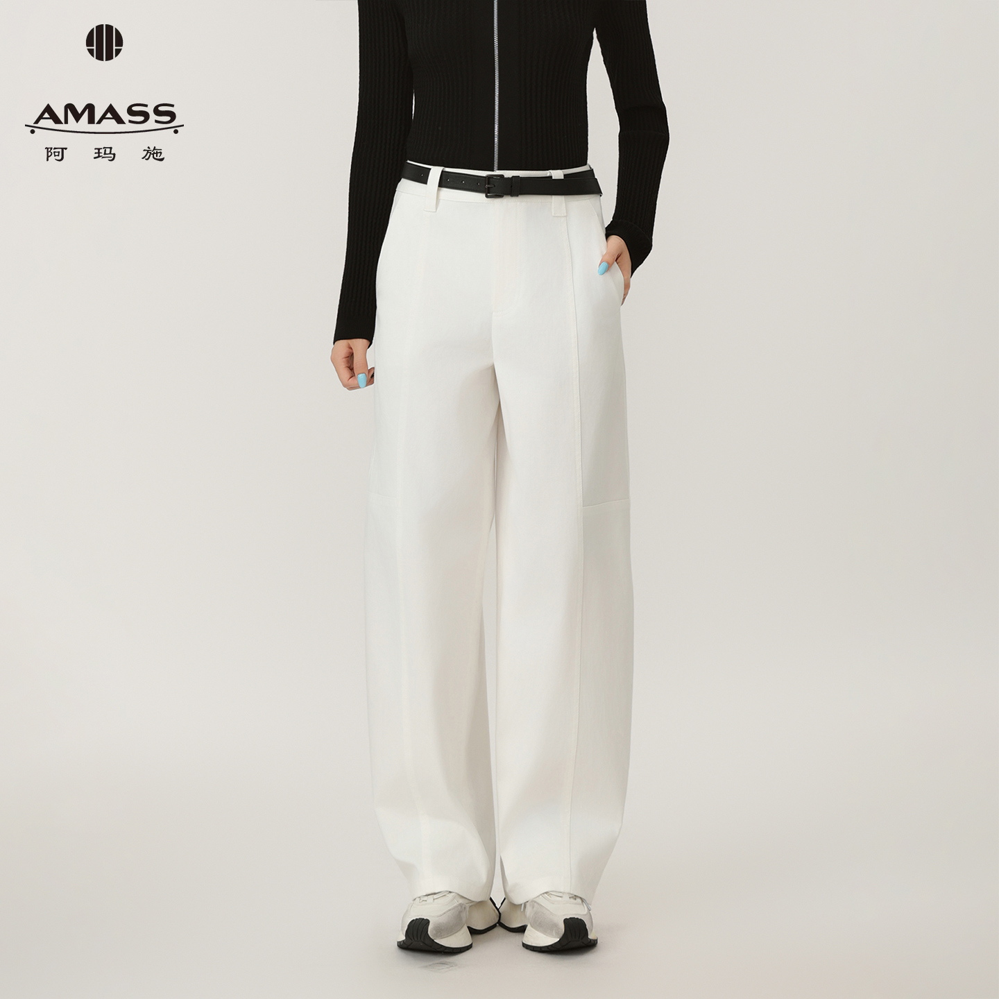 AMASS/阿玛施秋季高级松弛感百搭通勤显瘦阔腿直筒休闲裤女510088