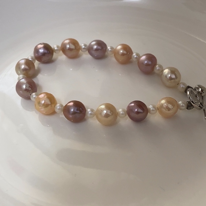 手链银S925镶嵌淡水珍珠