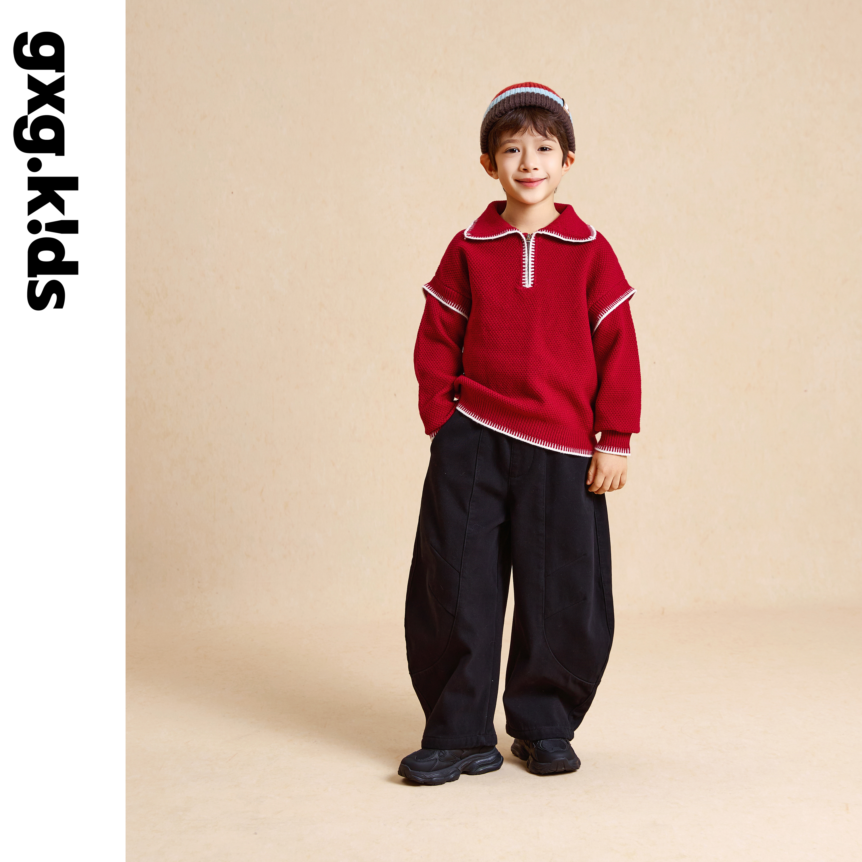 gxgkids25新冬时尚洋气圆领领毛衫男女童休闲外套QYG3200274