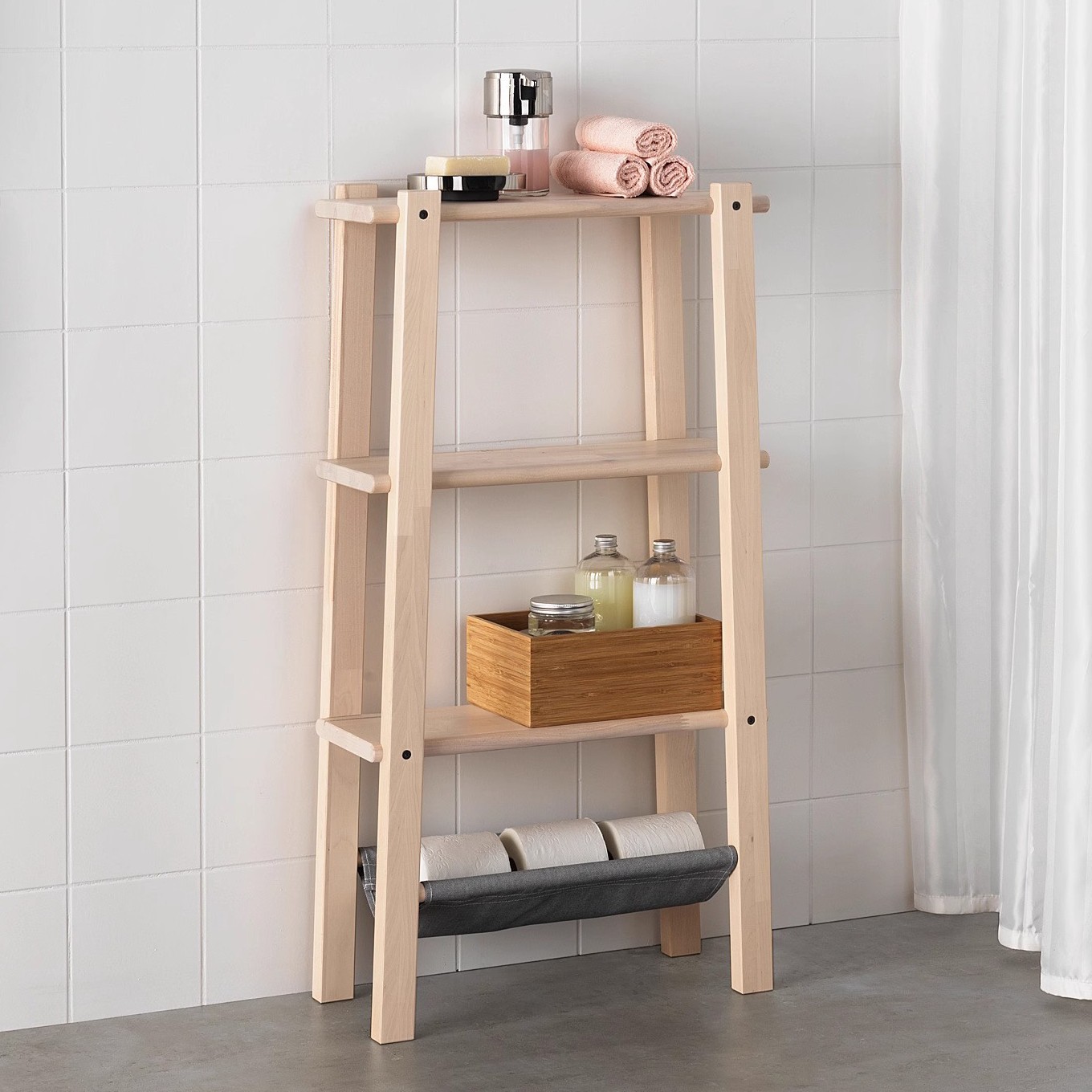 置物架 桦木470*200*900 全实木北欧风层架 现代简约储物架子