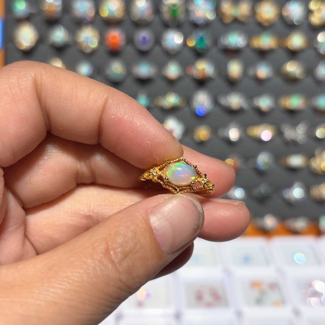 欧泊银S925镶嵌戒指戒指