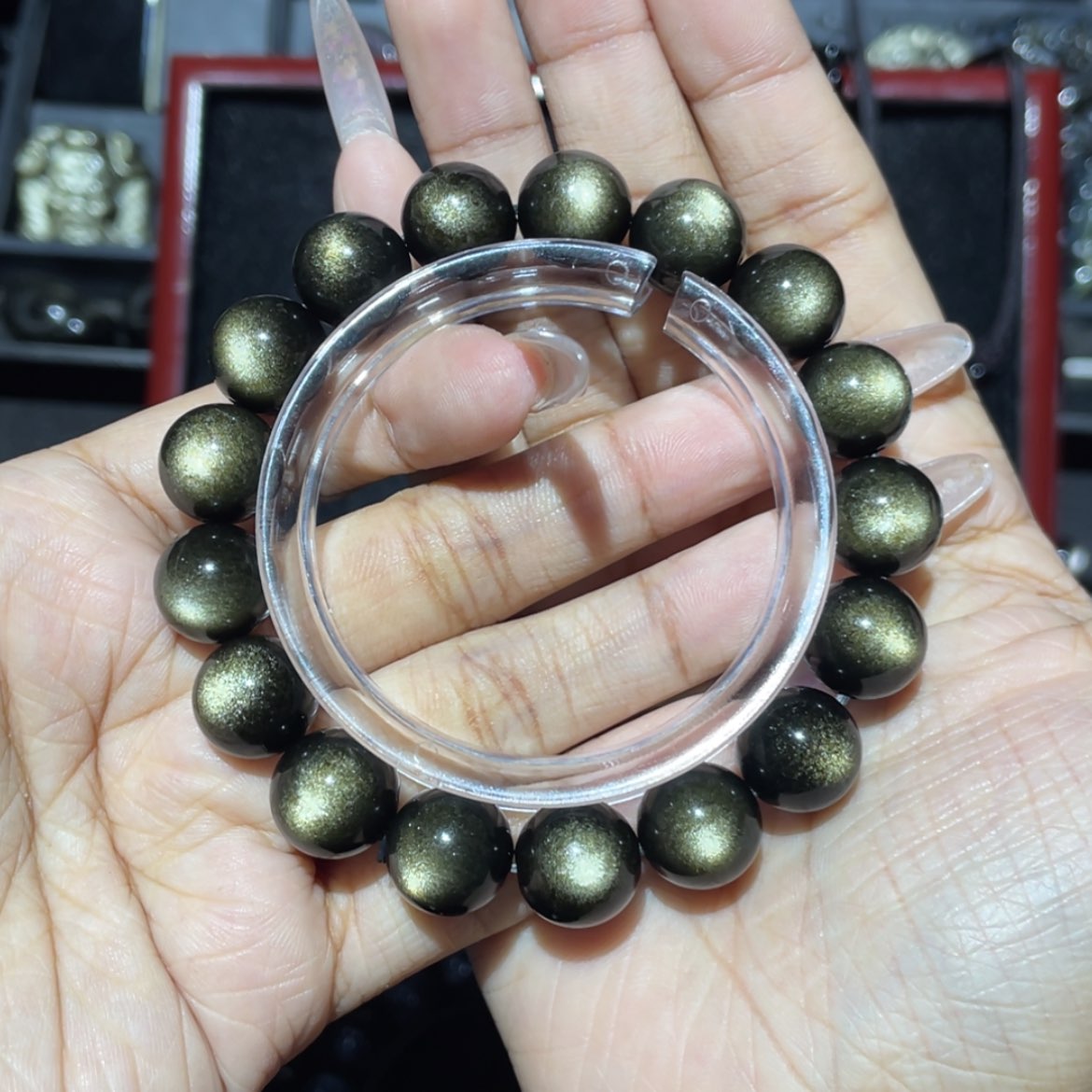 【闪购商品】未镶嵌黑曜岩手串英*